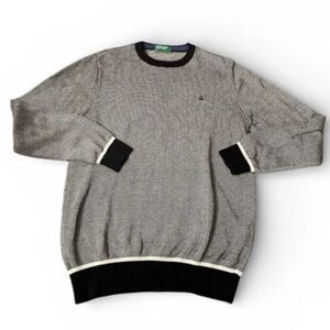 United Colors Of Benetton Men's Black and Gray Crewneck Sweater